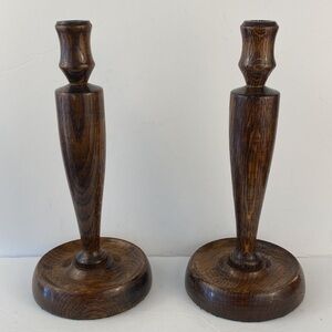 Wooden candlesticks wood grain felt large classic